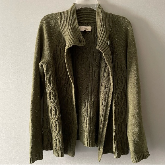 Green Long-Sleeve Sweater Cardigan M - Picture 4 of 5